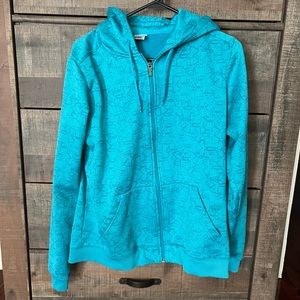 Womens under armour hoodie, under armour zip up hoodie, teal hoodie, sz large